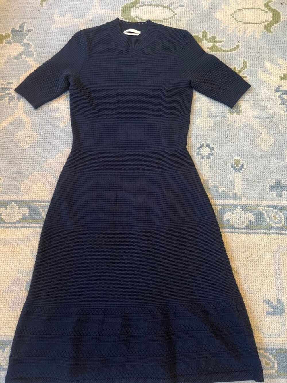 BOSS Hugo Boss Navy Textured Knit Midi Dress